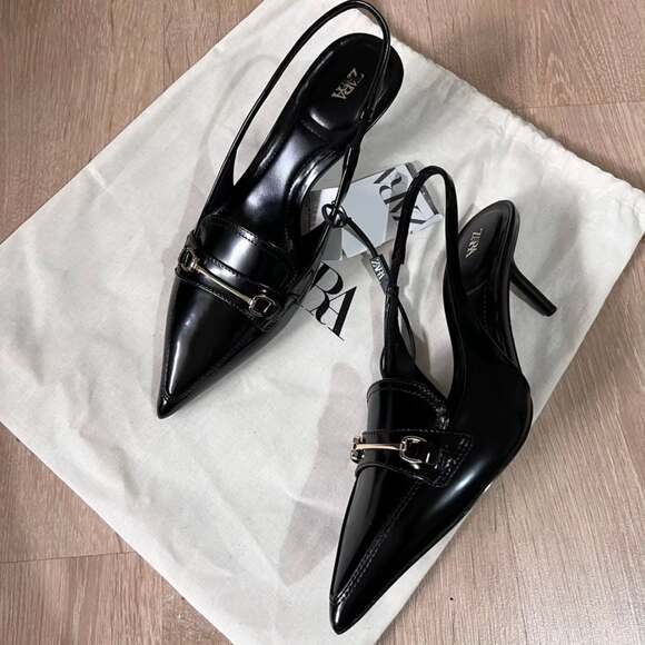 ZARA Black Embellished Slingback Shoes NWT | Blogger Favorite - Picture 16 of 17